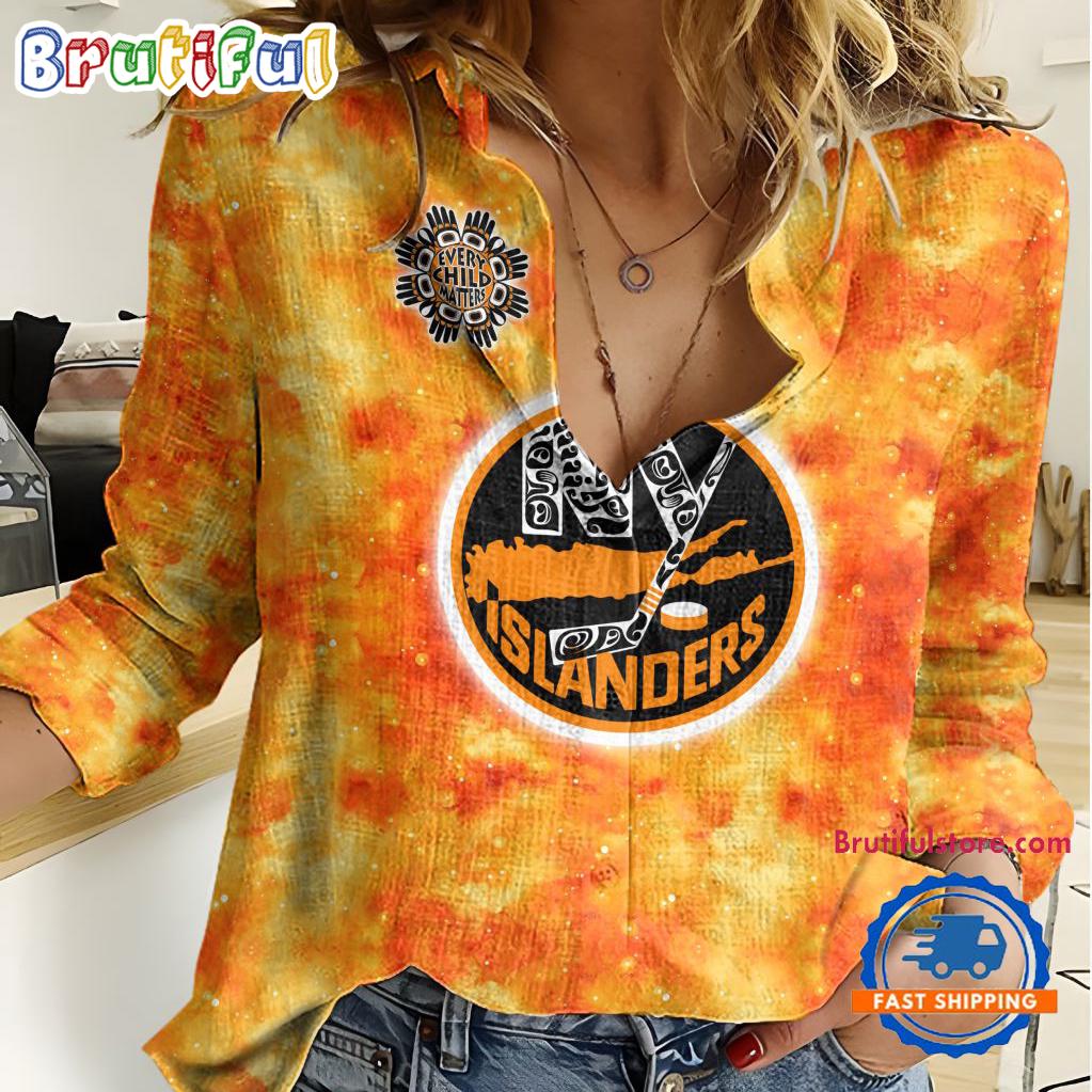 Sportswearmerch New York Islanders NHL Hockey Women's Casual Shirt For Fan