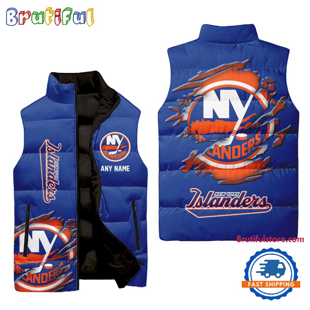 Sportswearmerch New York Islanders NHL Personalized Sleeveless Puffer Jacket For Fan