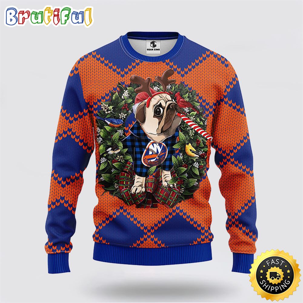 Sportswearmerch New York Islanders NHL Pub Dog Ugly Christmas Sweater For Fan
