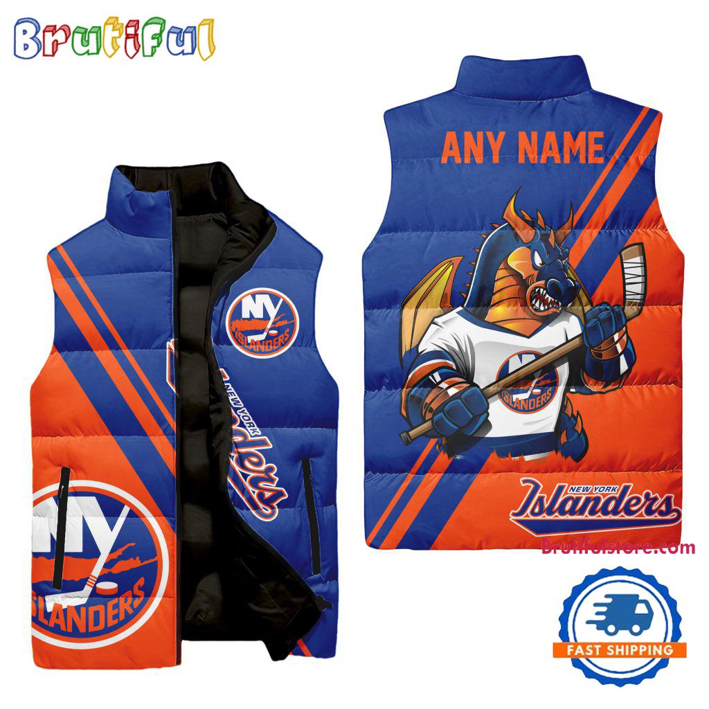 Sportswearmerch New York Islanders NHL Sleeveless Puffer Jacket For Fan