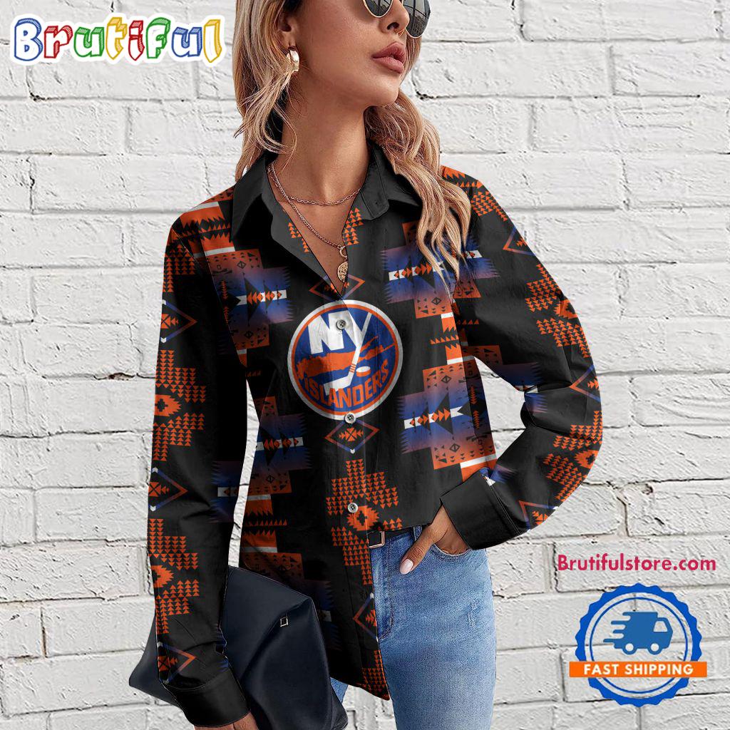 Sportswearmerch New York Islanders NHL Special Native American Women's Casual Shirt For Fan