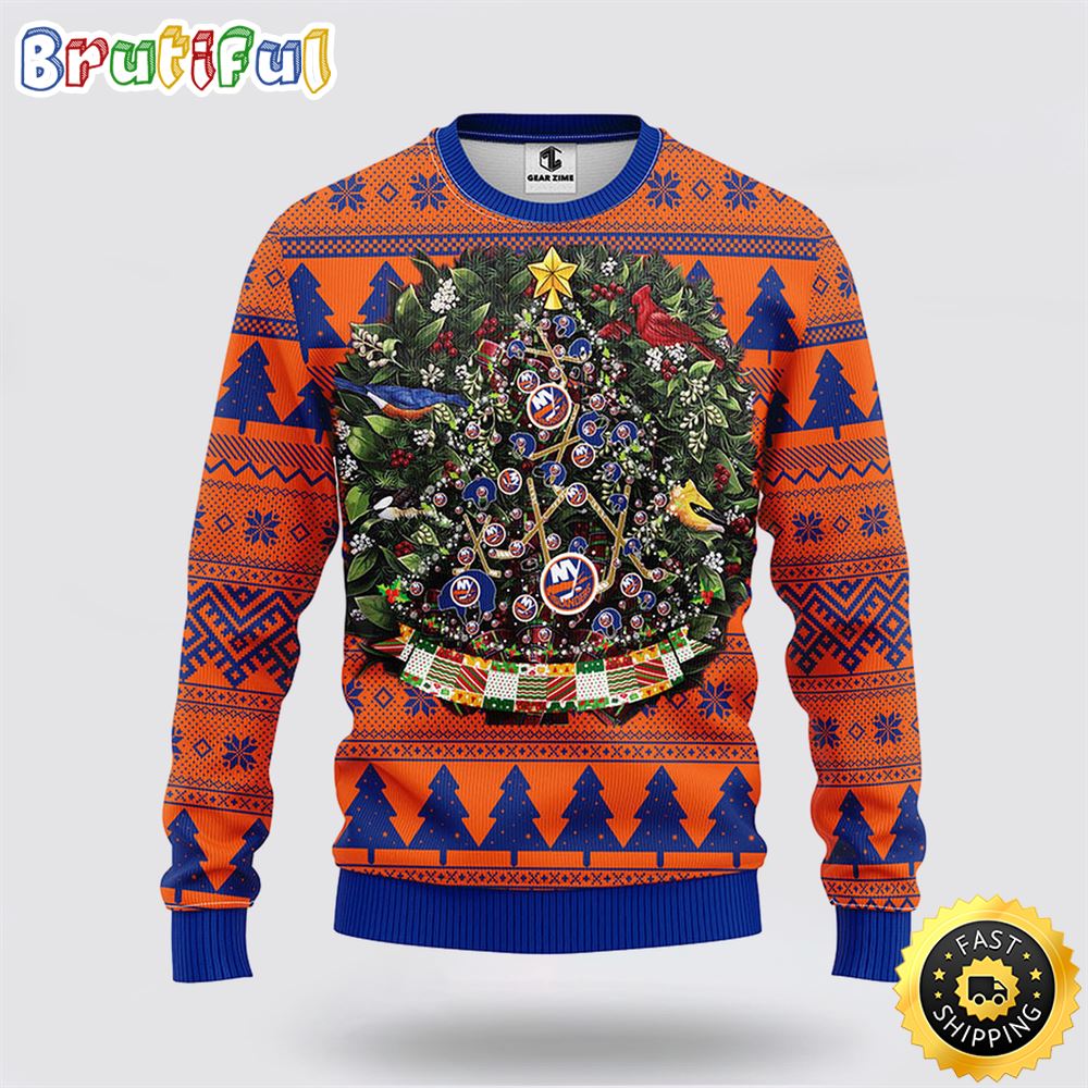Sportswearmerch New York Islanders NHL Tree Ball Ugly Christmas Sweater For Fan