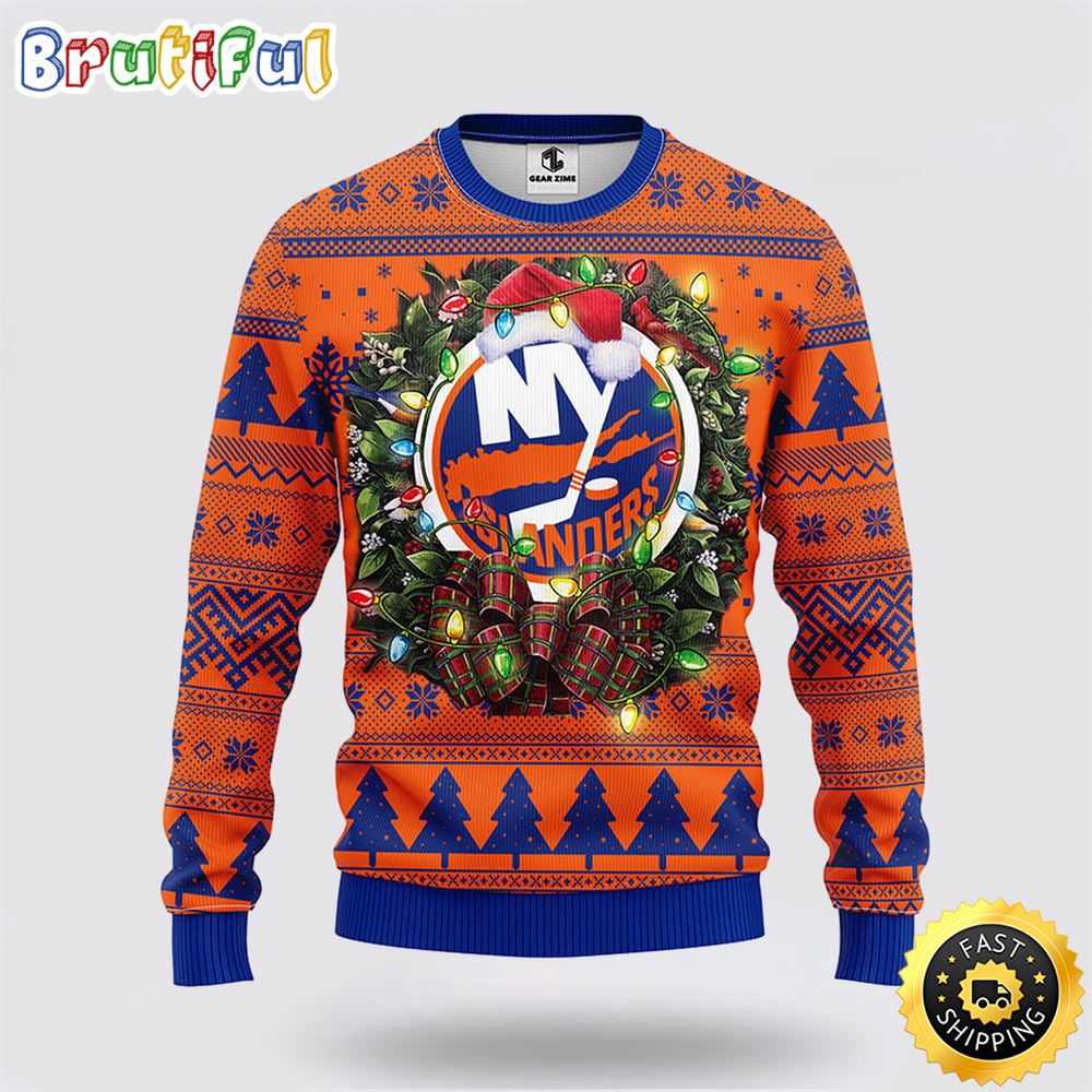 Sportswearmerch New York Islanders NHL Tree Ugly Christmas Fleece Sweater For Fan