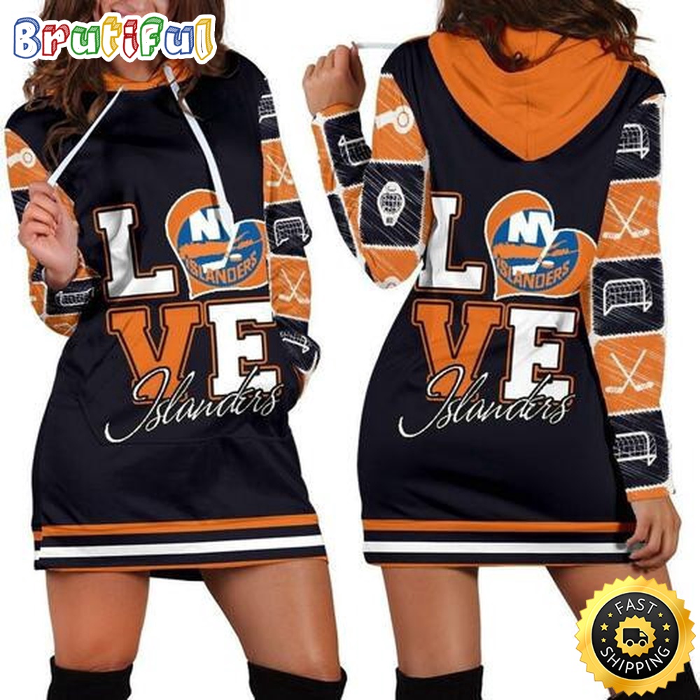 Sportswearmerch New York Islanders Womens Hoodie Dress For Fan