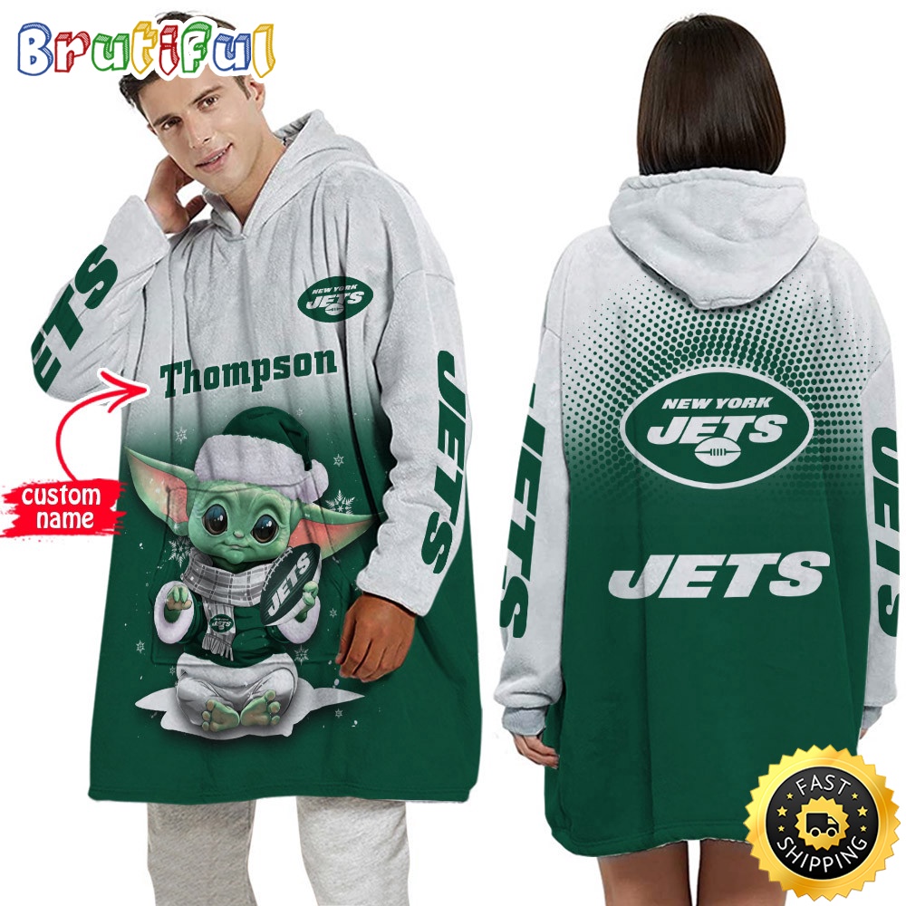Sportswearmerch New York Jets NFL Baby Yoda Lover Personalized Blaket Hoodie For Fan