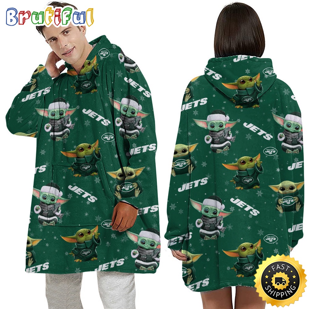 Sportswearmerch New York Jets NFL Baby Yoda Personalized Blaket Hoodie For Fan