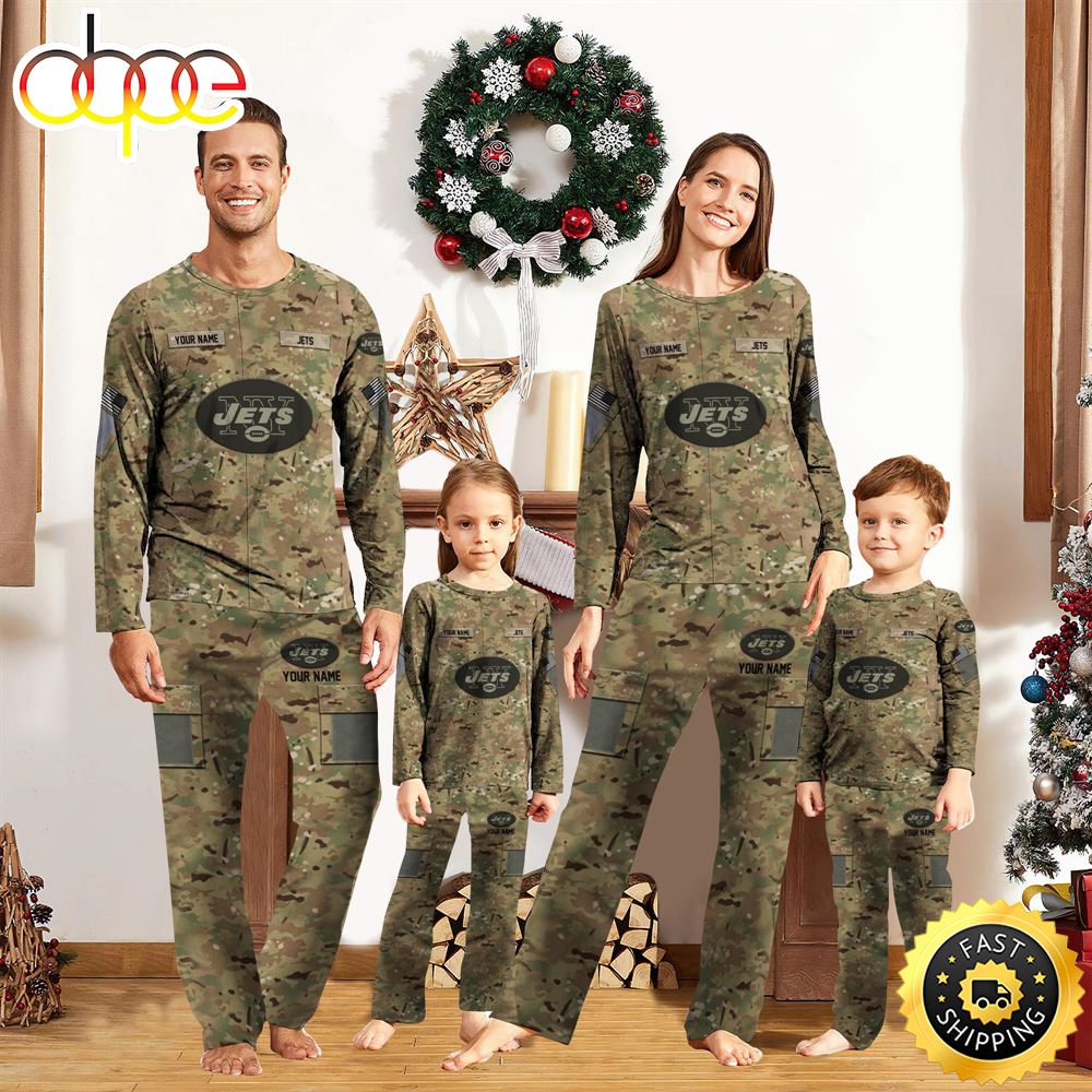 Sportswearmerch New York Jets NFL Camo Personalized Pajamas Family For Fan