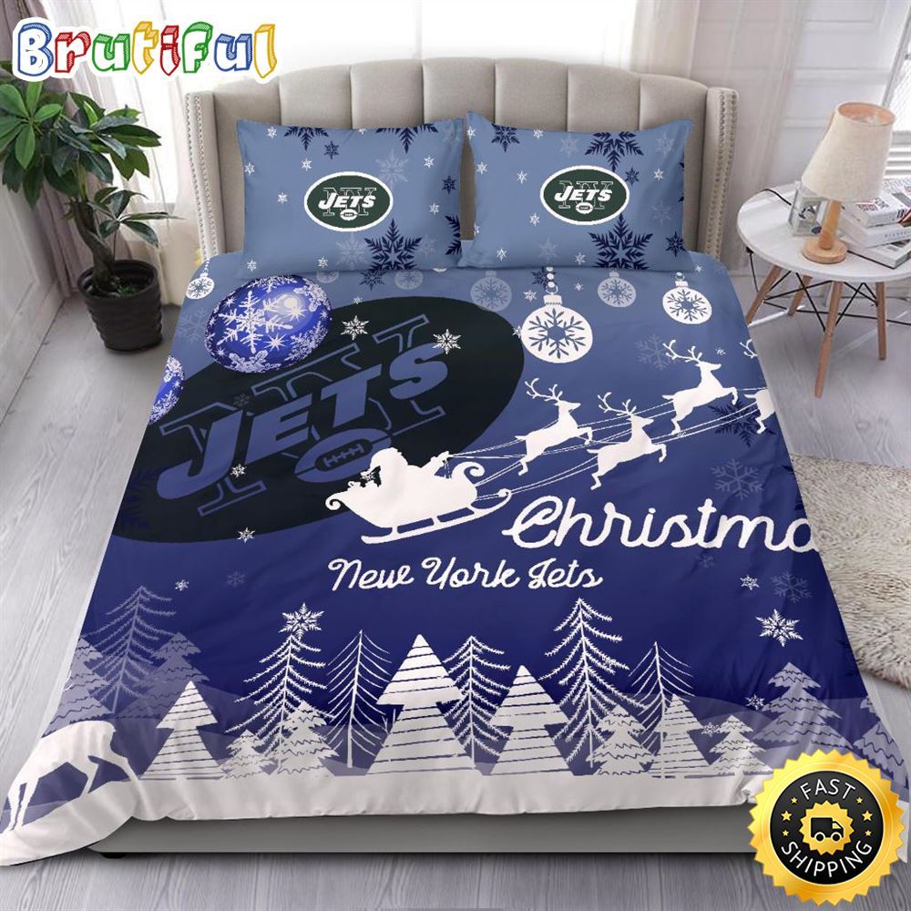 Sportswearmerch New York Jets NFL Christmas Bedding Sets For Fan