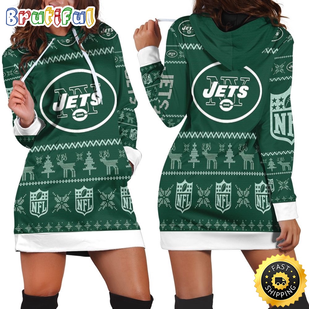 Sportswearmerch New York Jets NFL Christmas Hoodie Dress For Fan