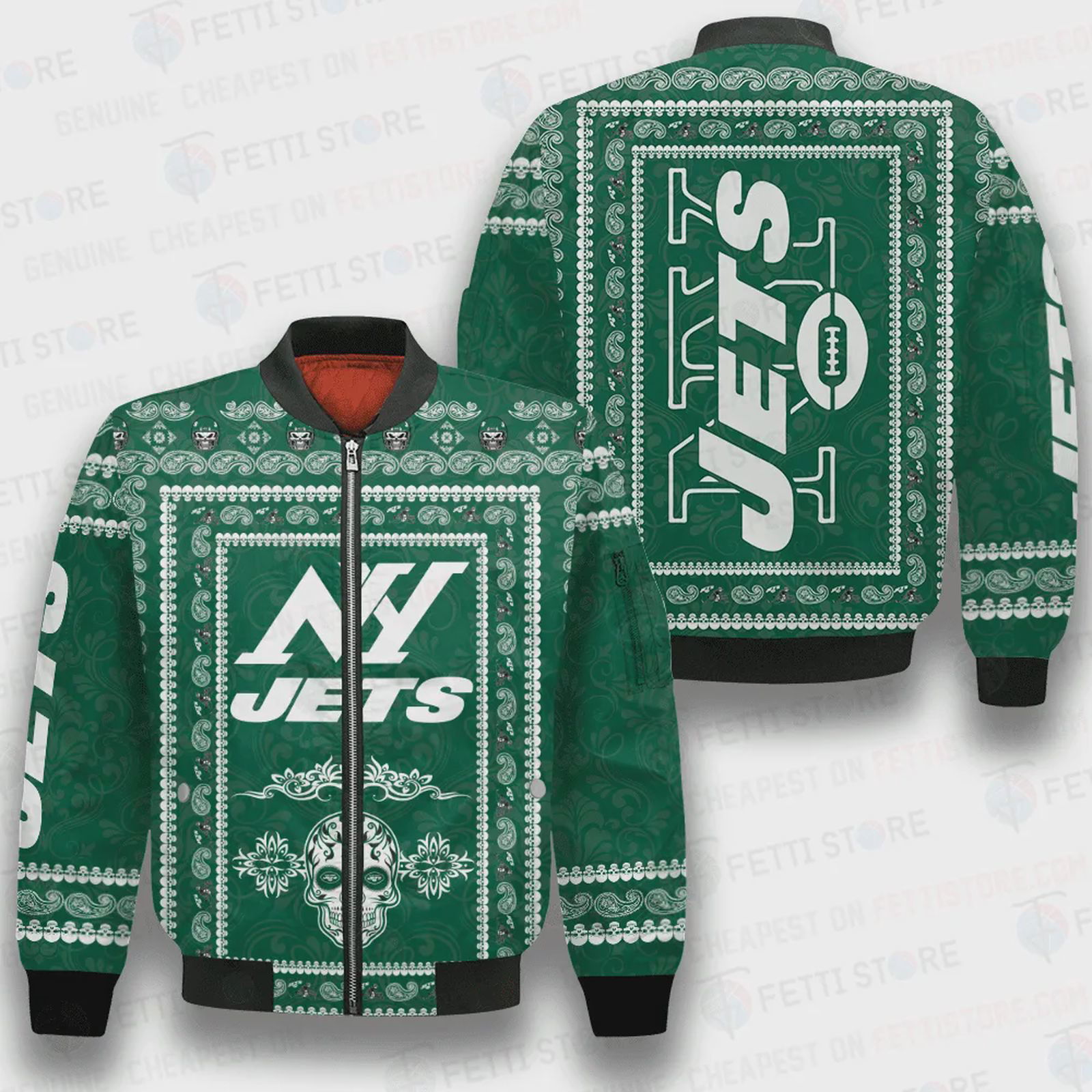 Sportswearmerch New York Jets NFL Classic Pattern Bomber Jacket For Fan