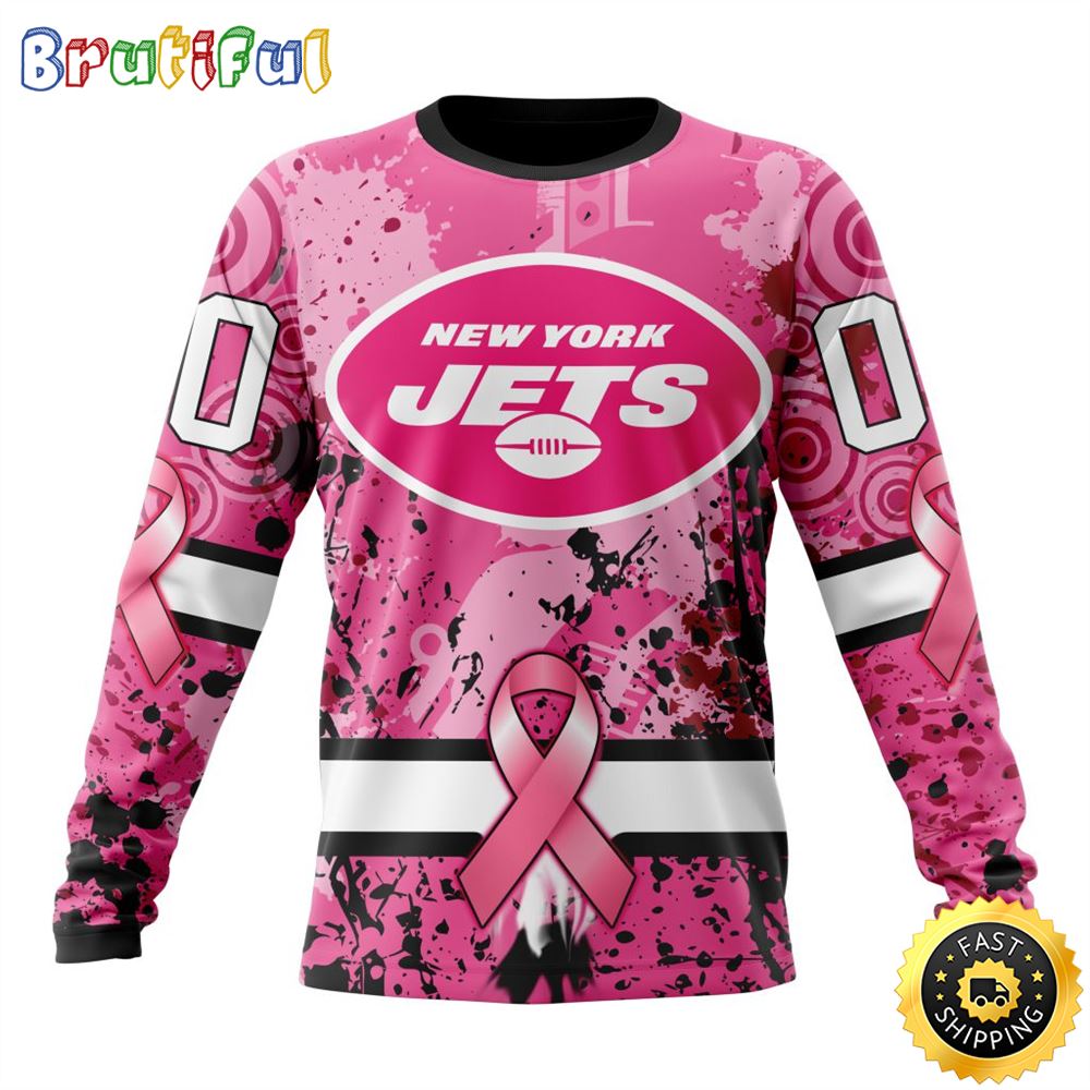 Sportswearmerch New York Jets NFL Crewneck Breast Cancer Personalized Sweater For Fan