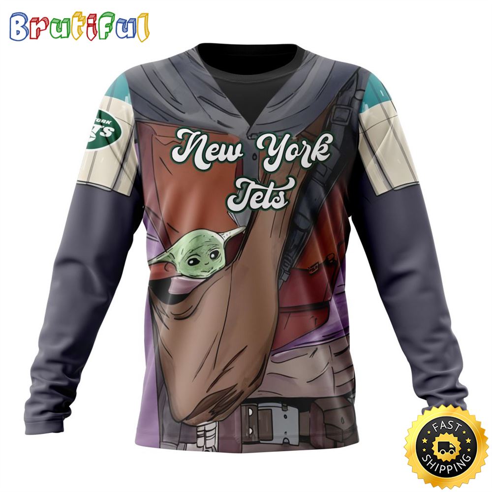Sportswearmerch New York Jets NFL Crewneck Mandalorian And Baby Yoda Personalized Sweater For Fan