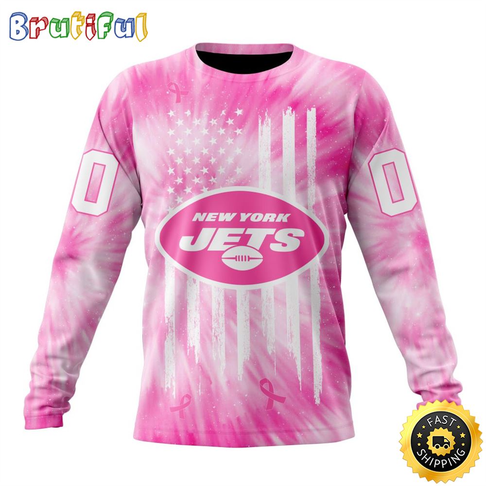 Sportswearmerch New York Jets NFL Crewneck Pink Tie-Dye Personalized Sweater For Fan