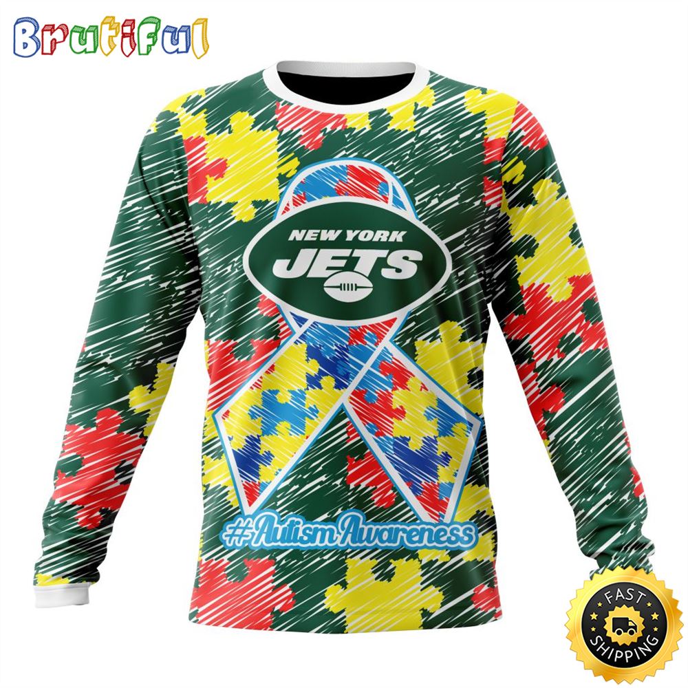 Sportswearmerch New York Jets NFL Crewneck Puzzle Autism Awareness Personalized Sweater For Fan