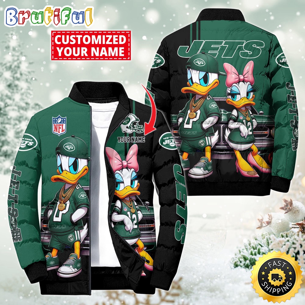 Sportswearmerch New York Jets NFL Donald Duck Puffer Jacket For Fan
