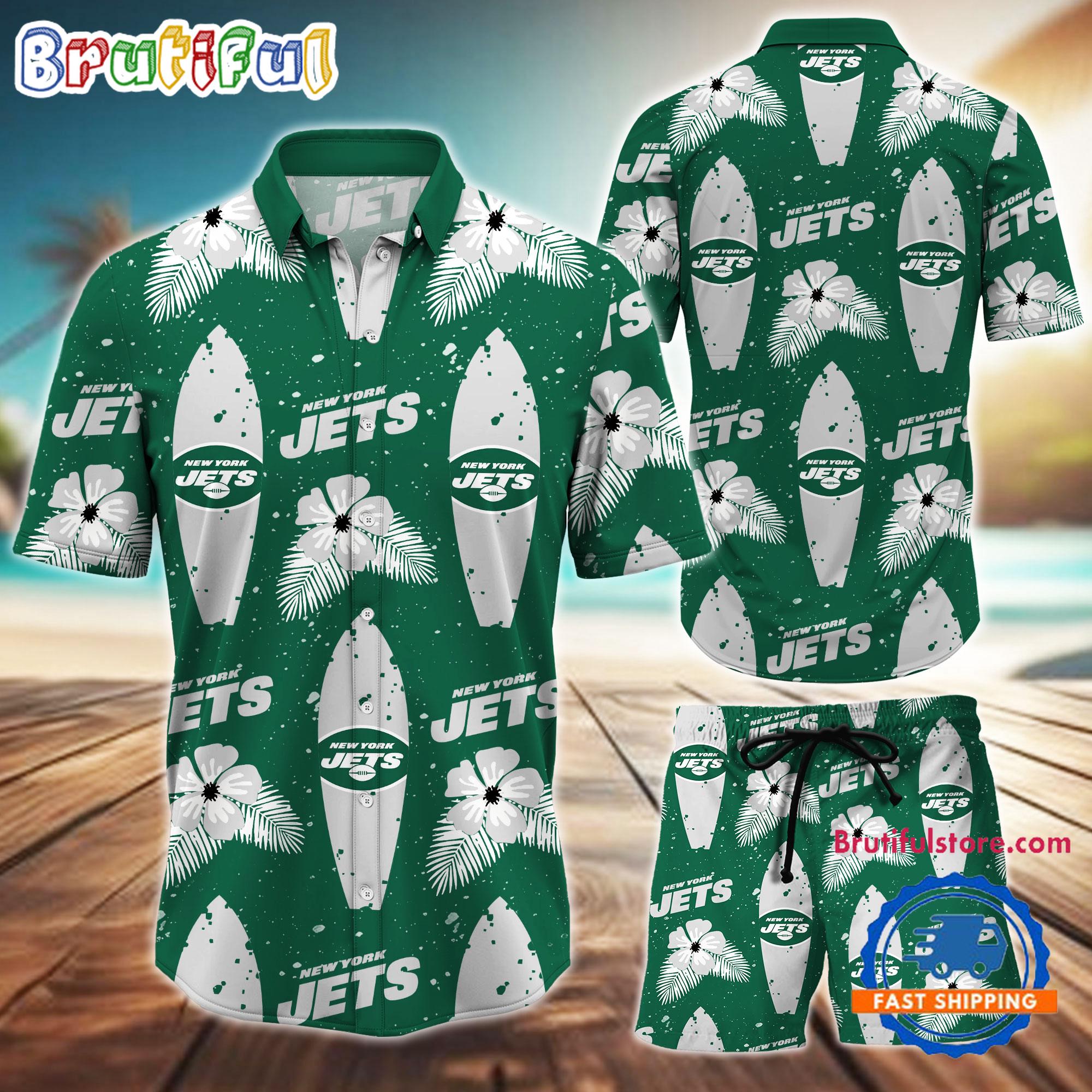 Sportswearmerch New York Jets NFL Flower Pattern Personalized Set Short Set For Fan