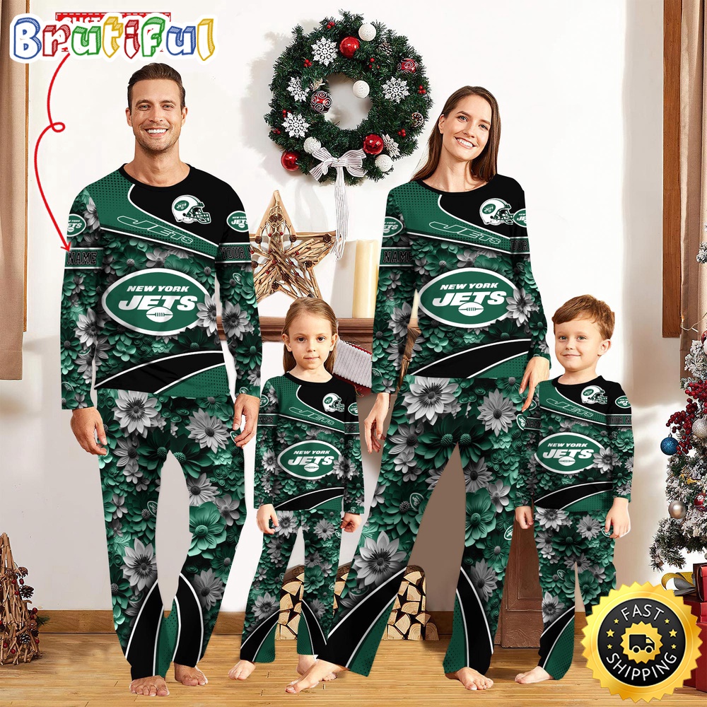 Sportswearmerch New York Jets NFL Flower Sports Personalized Pajamas Family For Fan