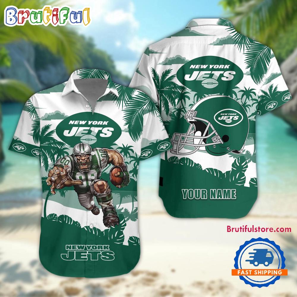 Sportswearmerch New York Jets NFL Football Mascot Summer Personalized Hawaiian Shirt For Fan