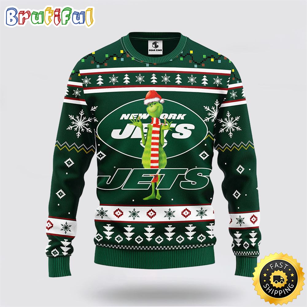 Sportswearmerch New York Jets NFL Funny Grinch Ugly Christmas Sweater For Fan