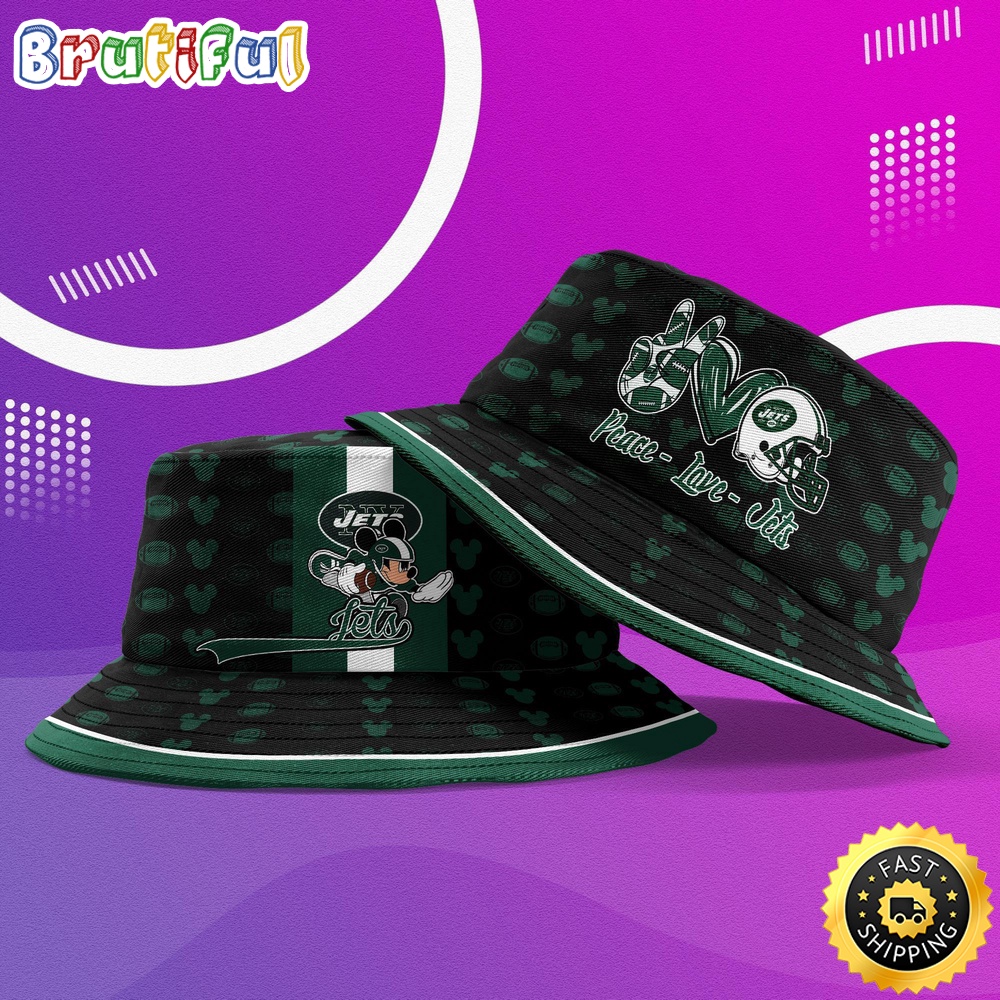 Sportswearmerch New York Jets NFL Mickey Mouse Personalized Bucket Hat For Fan