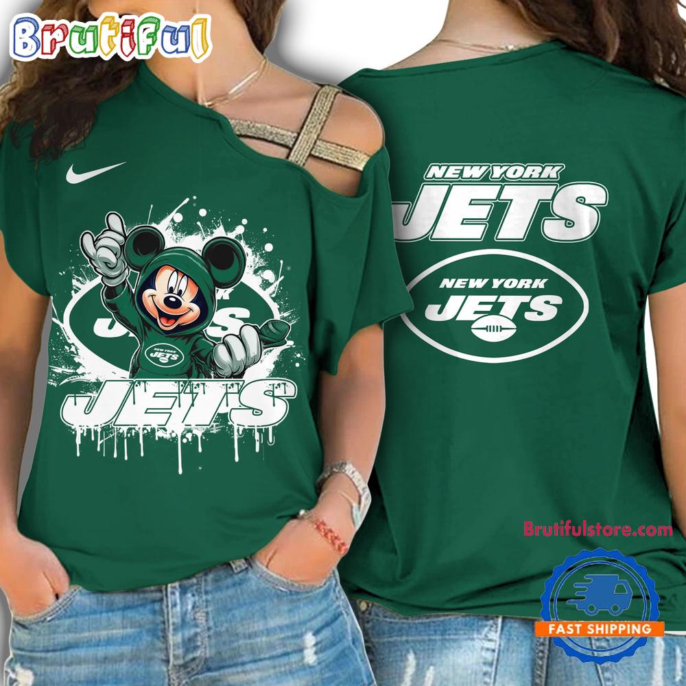 Sportswearmerch New York Jets NFL Mickey Mouse Strapless Sleeve Short For Fan