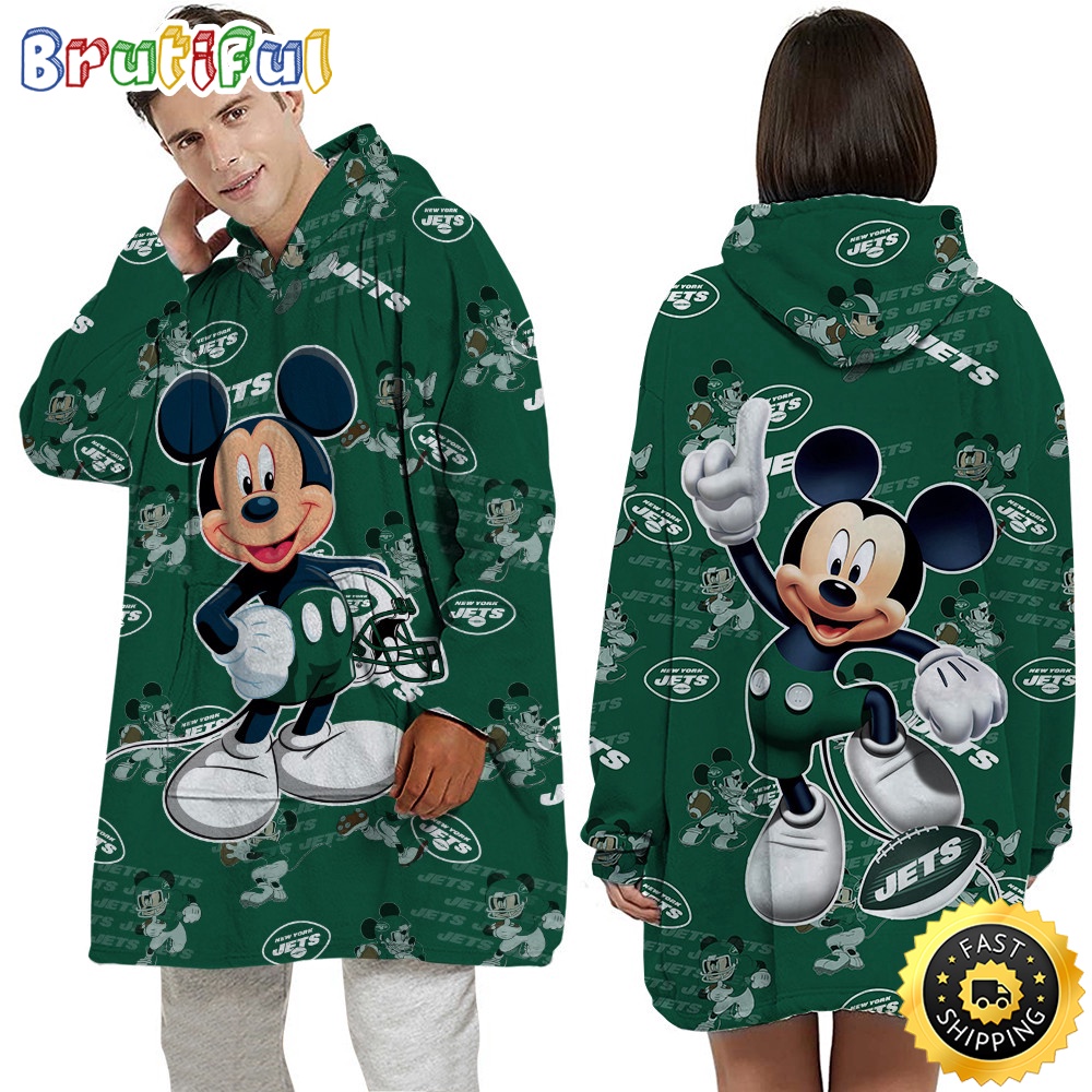 Sportswearmerch New York Jets NFL Mouse Lover Personalized Blaket Hoodie For Fan