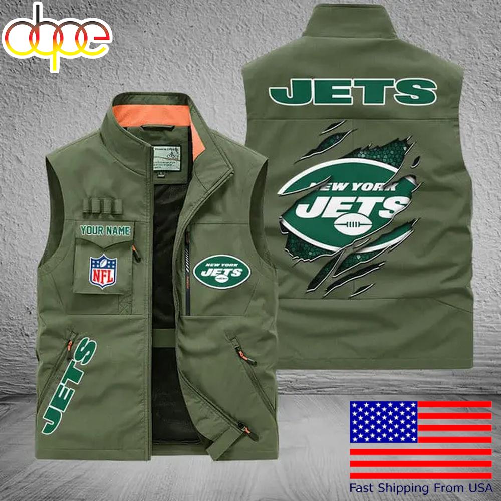 Sportswearmerch New York Jets NFL On Back Personalized Pocket Vest For Fan