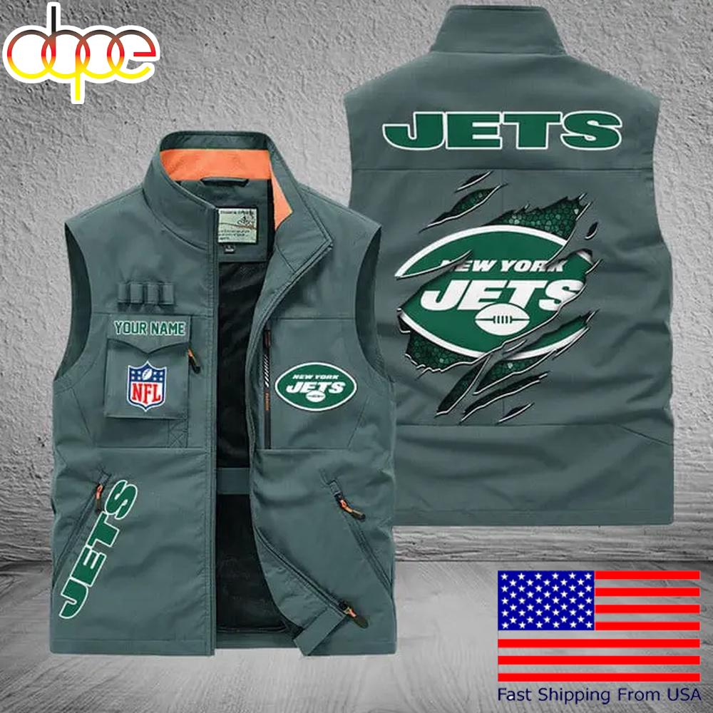 Sportswearmerch New York Jets NFL On Back Personalized Pocket Vest For Fan