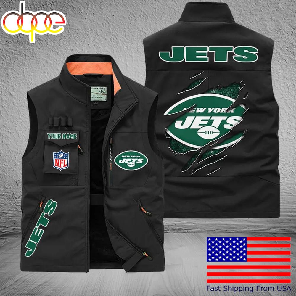 Sportswearmerch New York Jets NFL On Back Personalized Pocket Vest For Fan