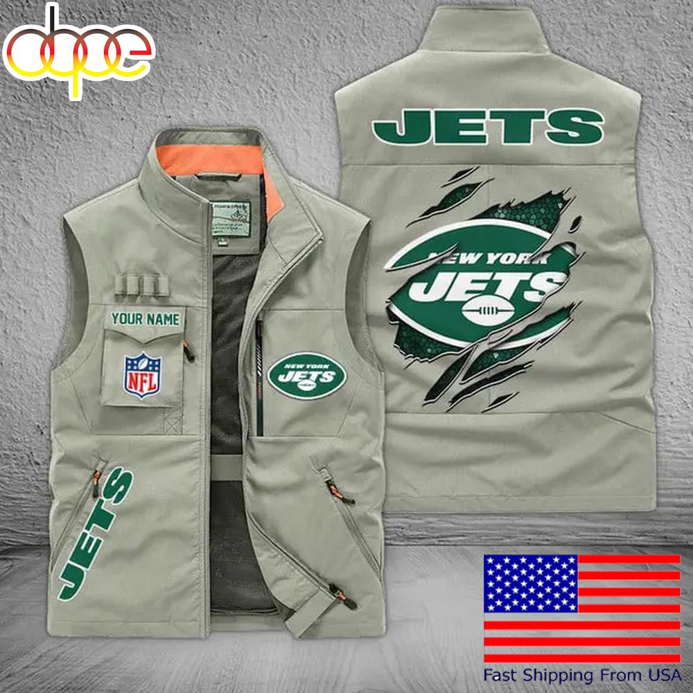 Sportswearmerch New York Jets NFL On Back Personalized Pocket Vest For Fan