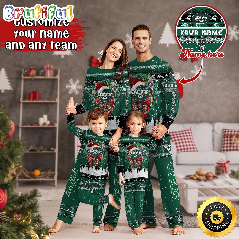 Sportswearmerch New York Jets NFL Personalized Pajamas Family For Fan