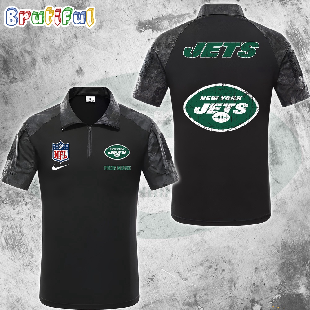 Sportswearmerch New York Jets NFL Personalized Zip Polo Shirt For Fan
