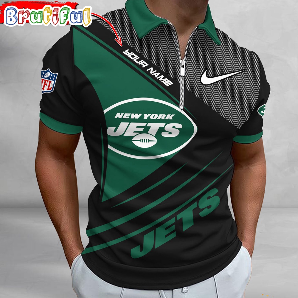 Sportswearmerch New York Jets NFL Personalized Zip Polo Shirt For Fan