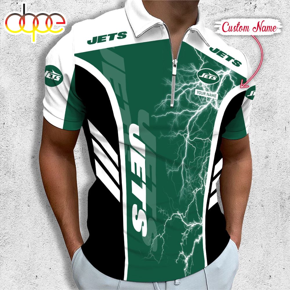 Sportswearmerch New York Jets NFL Personalized Zip Polo Shirt For Fan