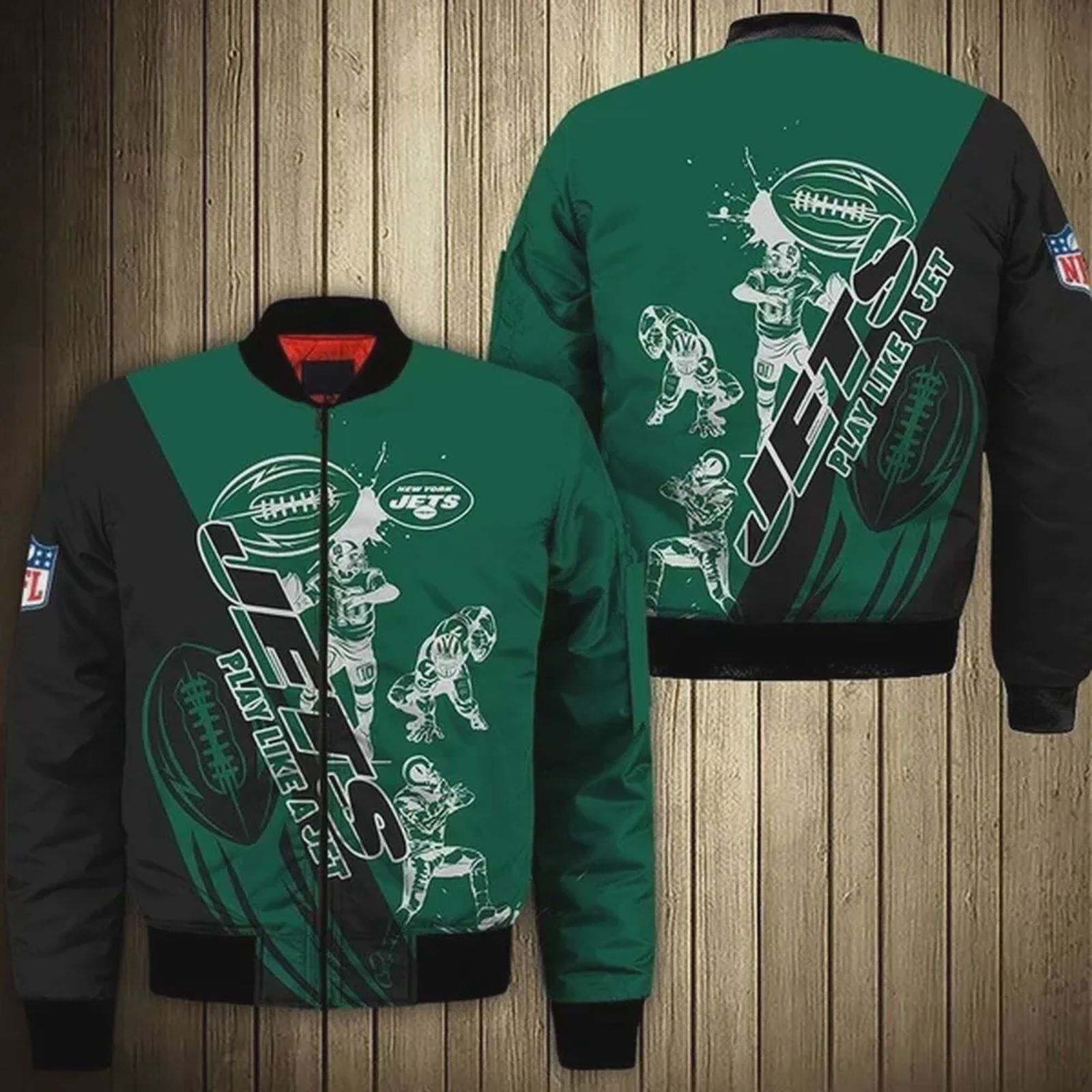 Sportswearmerch New York Jets NFL Players Pattern Bomber Jacket For Fan