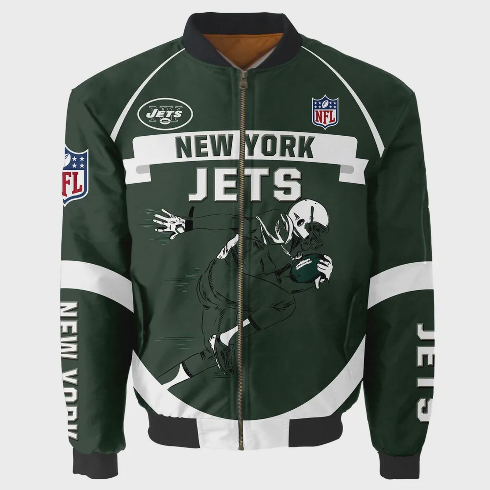 Sportswearmerch New York Jets NFL Players Running Pattern Bomber Jacket For Fan