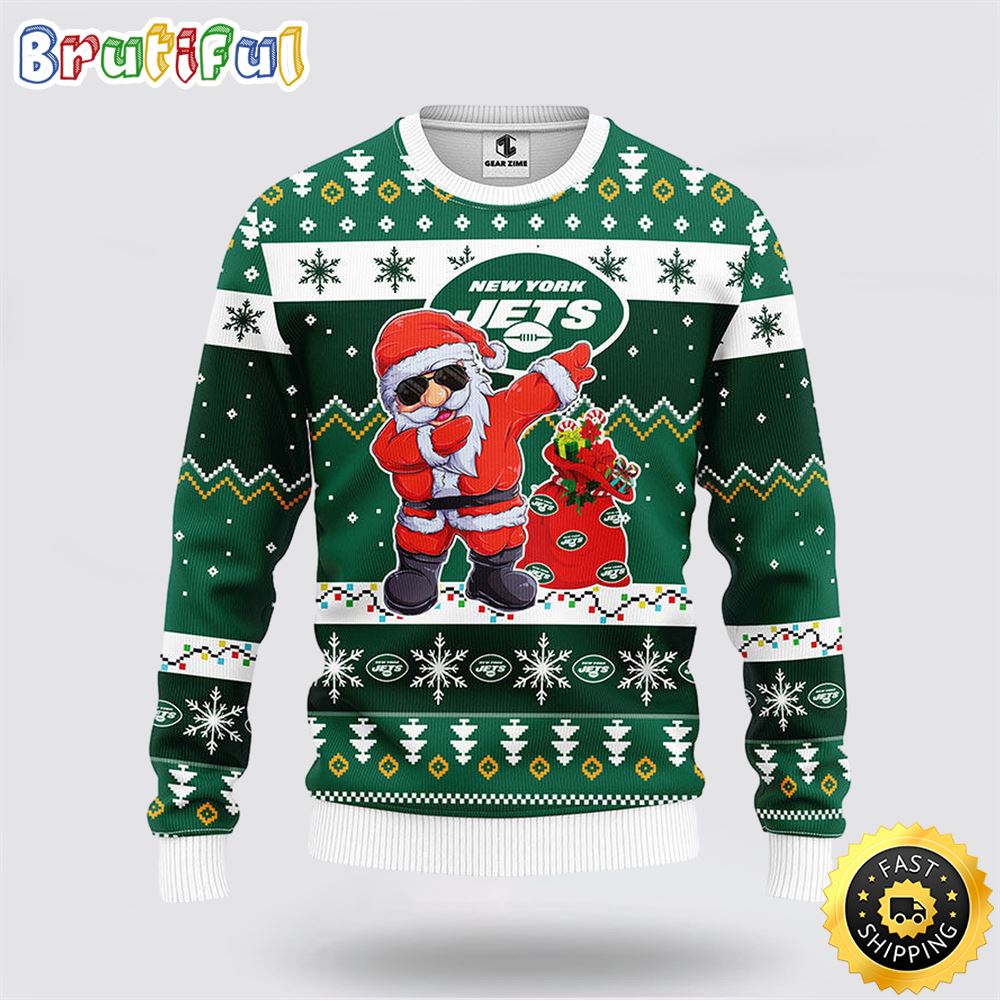 Sportswearmerch New York Jets NFL Santa Claus Ugly Christmas Sweater For Fan