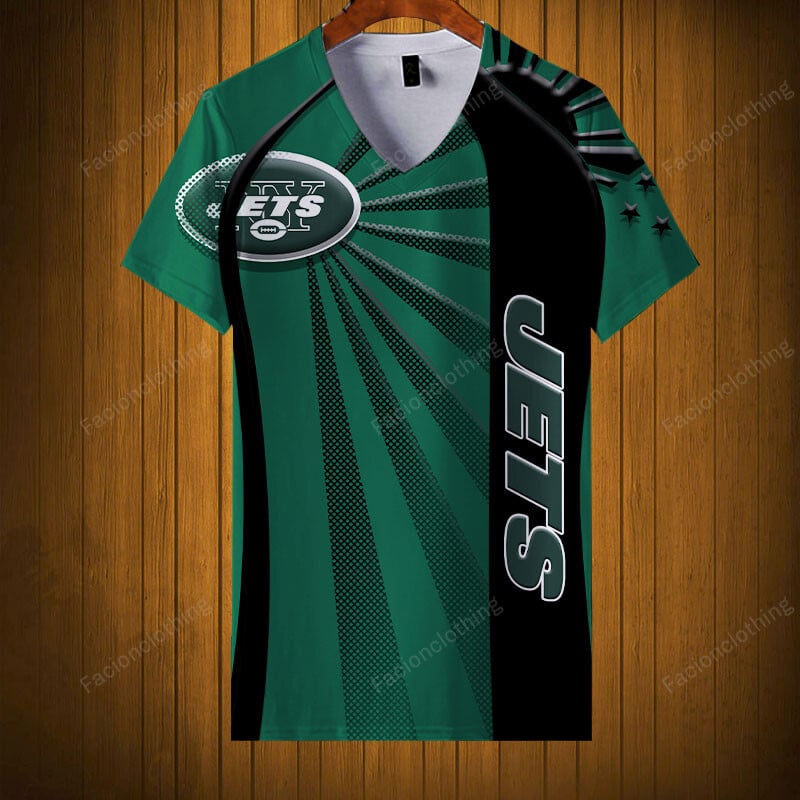 Sportswearmerch New York Jets NFL V-neck Women T-shirt Personalized For Fan