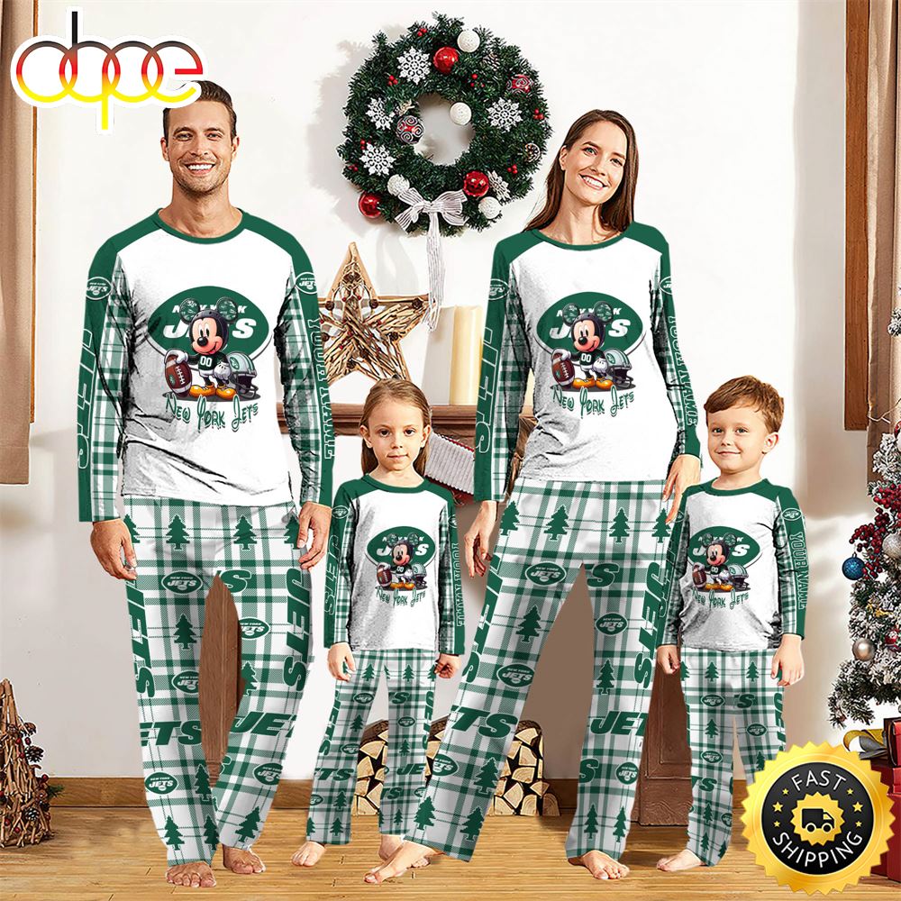 Sportswearmerch New York Jets NFL x Mickey Mouse Personalized Pajamas Family For Fan