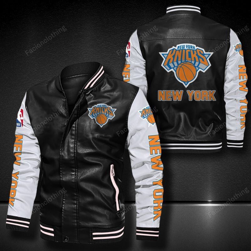 Sportswearmerch New York Knicks NBA Personalized Leather Bomber For Fan