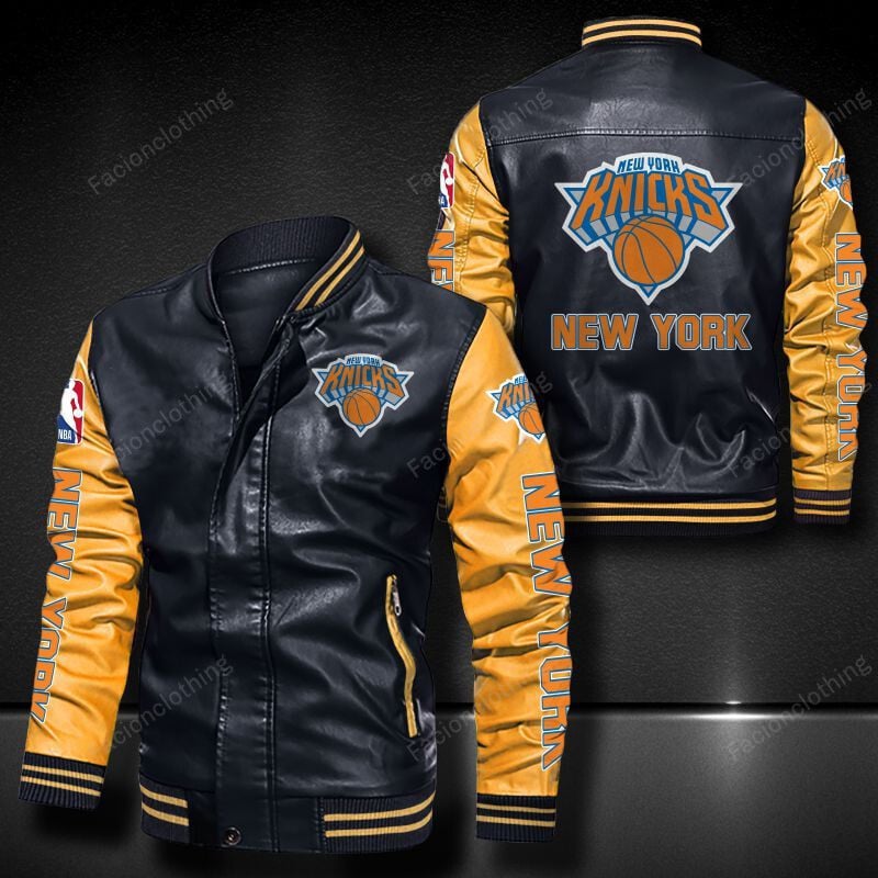 Sportswearmerch New York Knicks NBA Personalized Leather Bomber For Fan