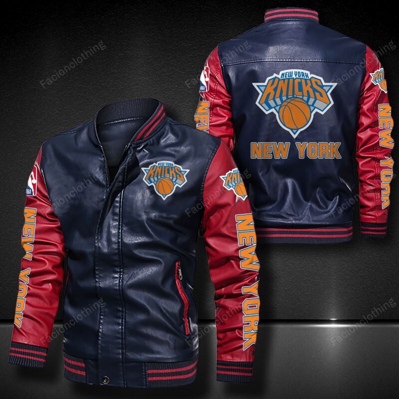 Sportswearmerch New York Knicks NBA Personalized Leather Bomber For Fan
