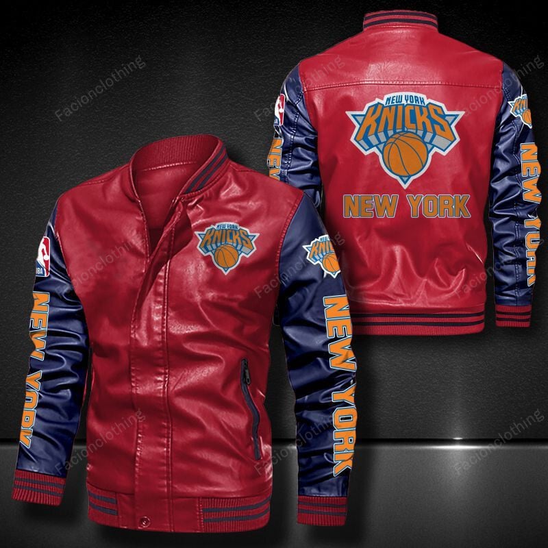 Sportswearmerch New York Knicks NBA Personalized Leather Bomber For Fan