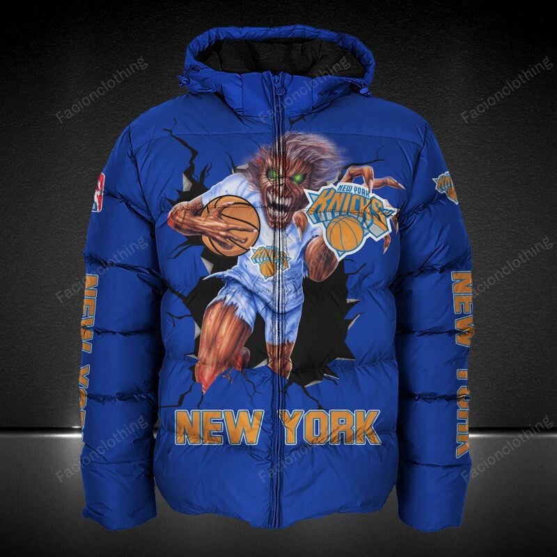 Sportswearmerch New York Knicks NBA Personalized Puffer Jacket For Fan
