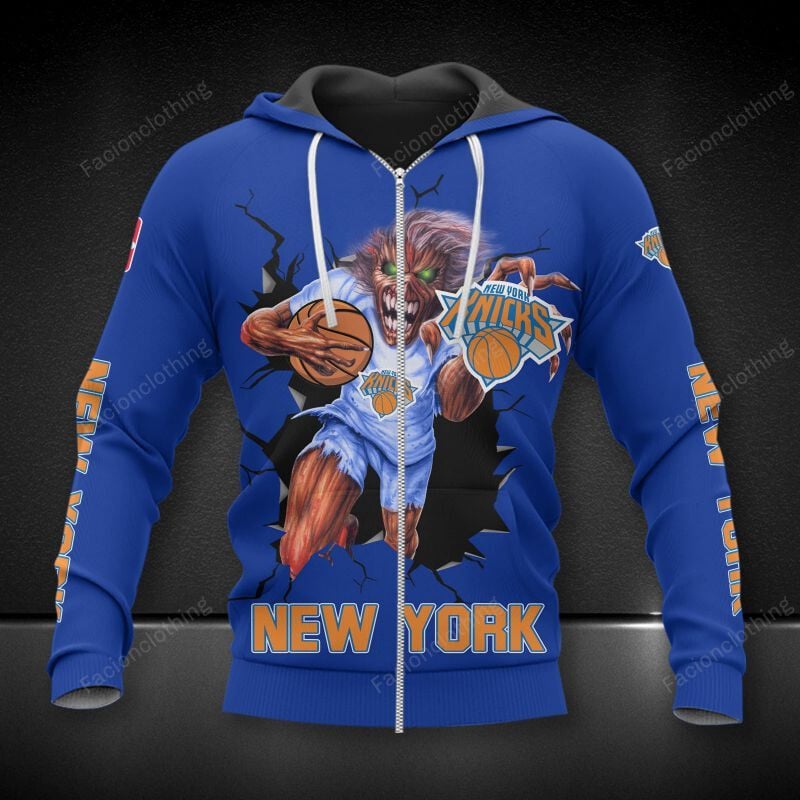 Sportswearmerch New York Knicks NBA Personalized Zip Hoodie For Fan