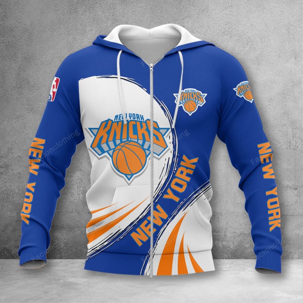 Sportswearmerch New York Knicks NBA Personalized Zip Hoodie For Fan