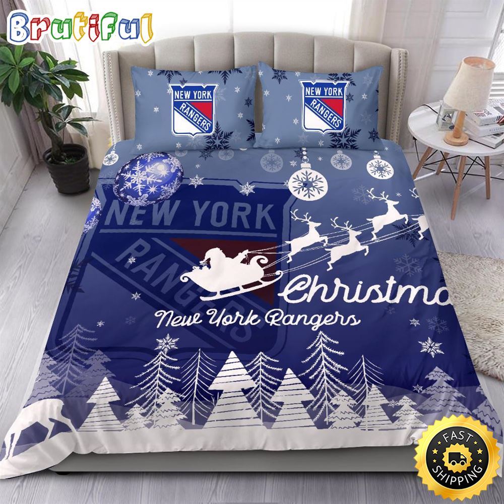 Sportswearmerch New York Rangers NHL Christmas Bedding Sets For Fan
