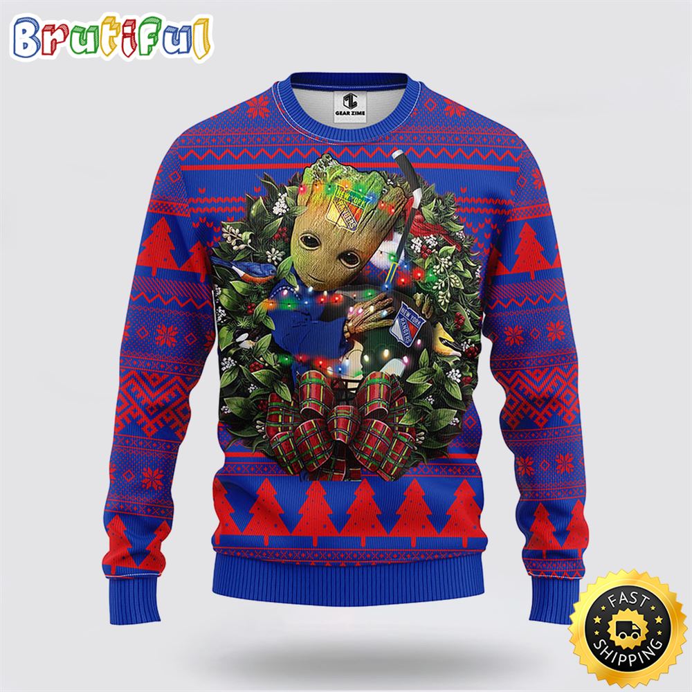 Sportswearmerch New York Rangers NHL Groot Christmas Sweater For Fan