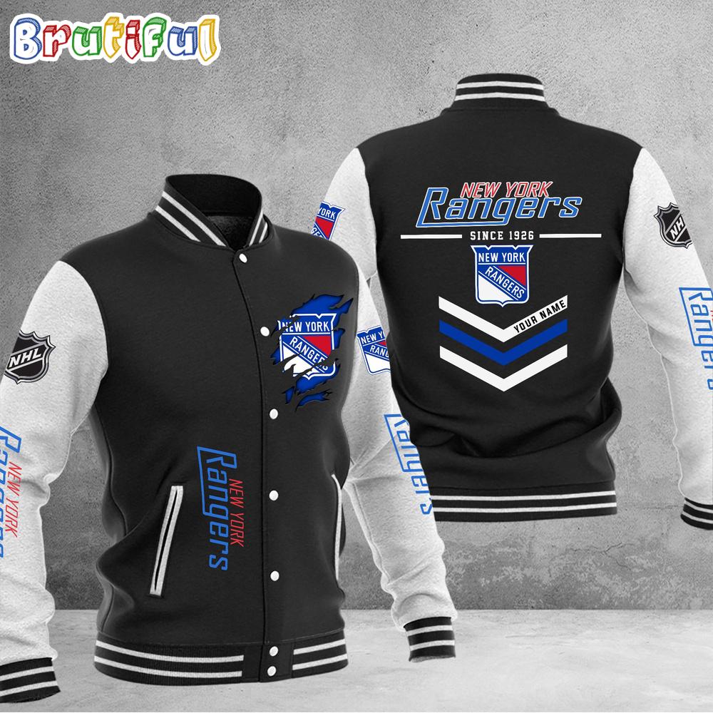 Sportswearmerch New York Rangers NHL Personalized Baseball Jacket For Fan