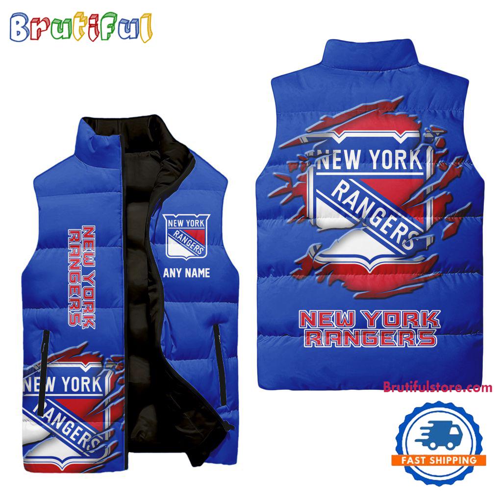 Sportswearmerch New York Rangers NHL Personalized Sleeveless Puffer Jacket For Fan
